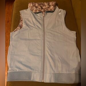 Light Blue Sleeveless Vest with Floral Collar REVERSIBLE!!!